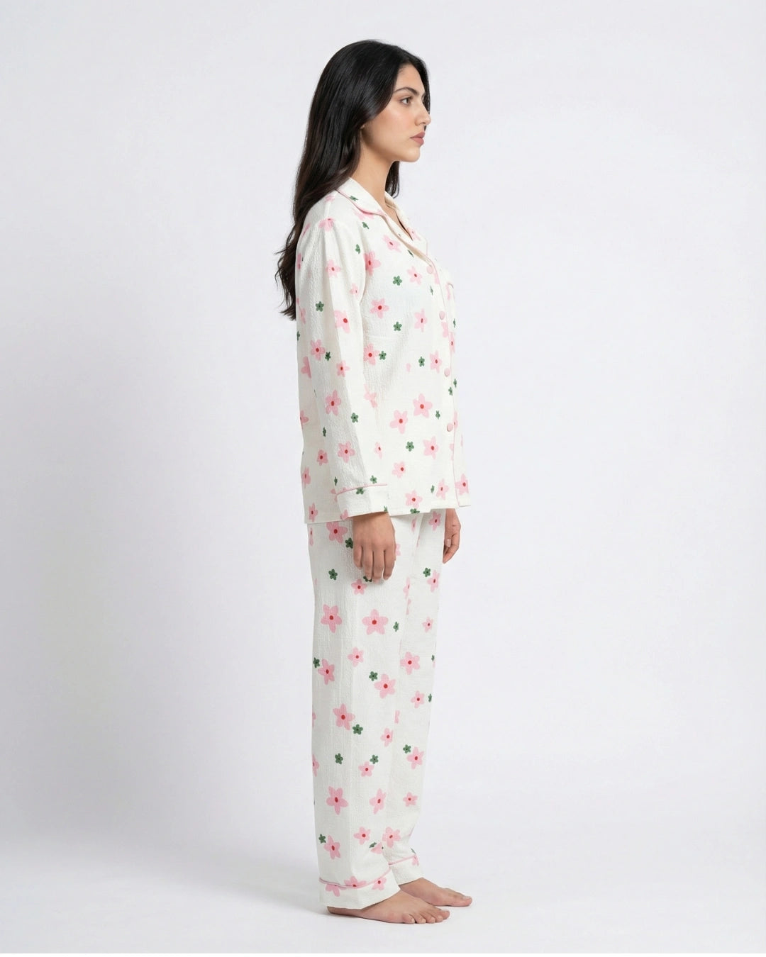 Summer Crinkled Pajama Suit - Floral Glam