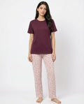 Cotton PJ Set - Maroon Floral