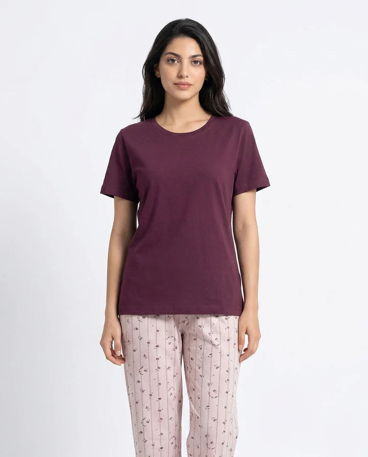 Cotton PJ Set - Maroon Floral